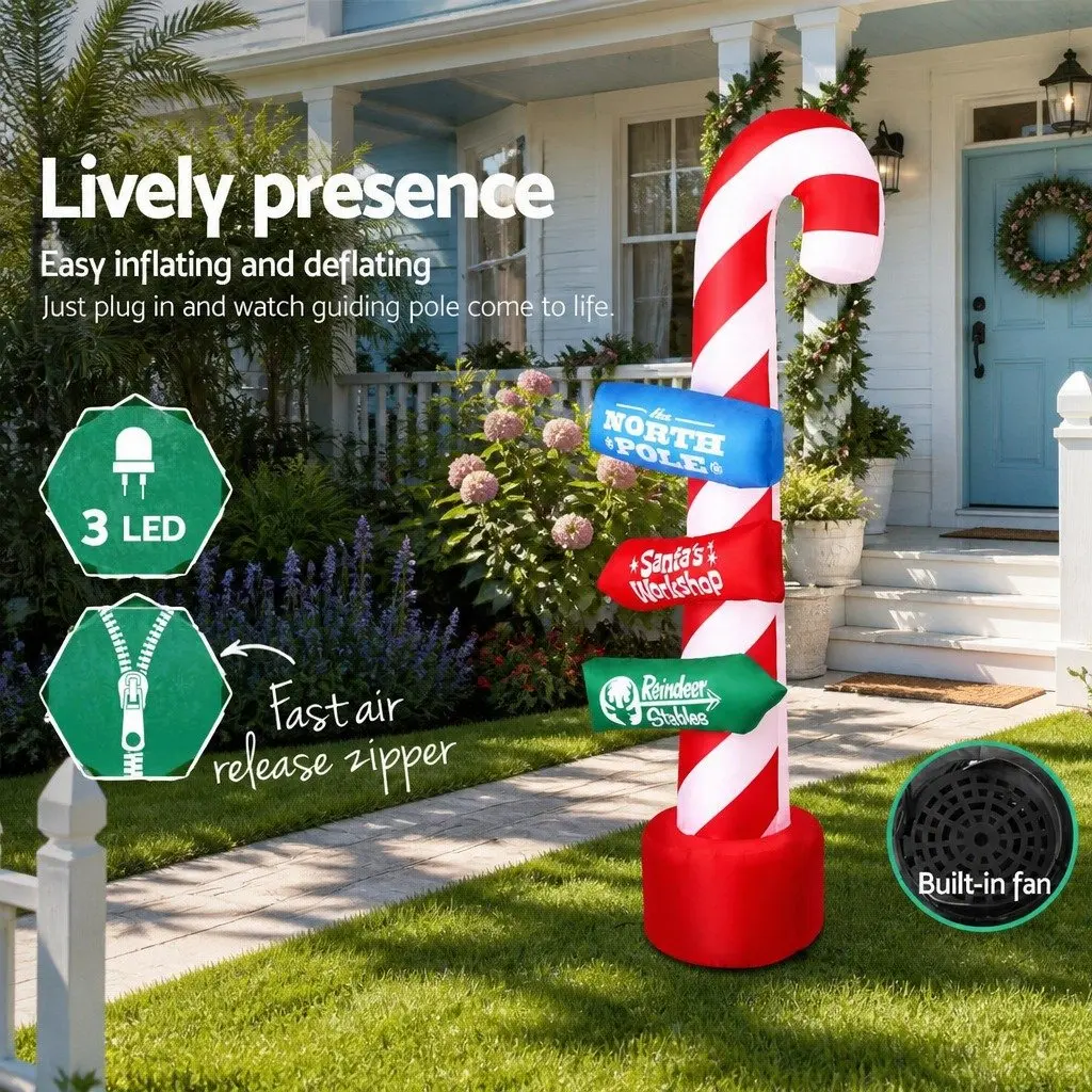 Christmas Inflatable Candy Pole 2.4M Polyester Multicoloured