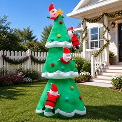 5M Multicoloured Inflatable Santa Tree with LED Lights