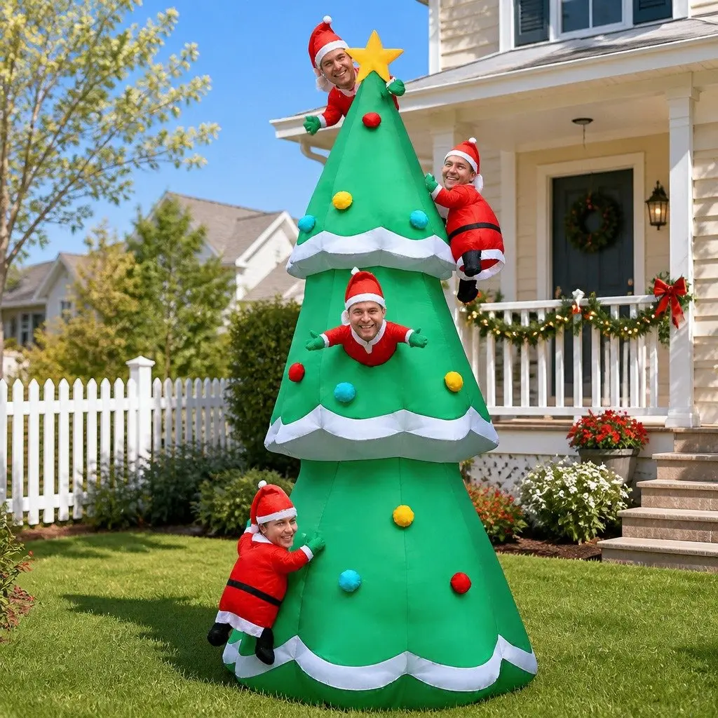 5M Multicoloured Inflatable Santa Tree with LED Lights
