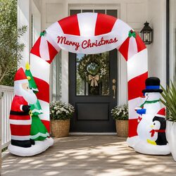 Illuminated 3M Christmas Inflatable Archway with Santa