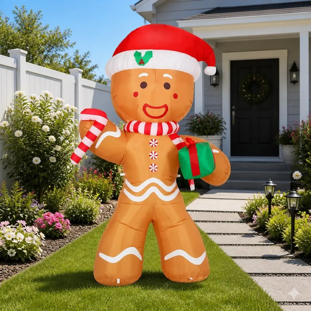2.4M LED Gingerbread Man Inflatable for Christmas Decor
