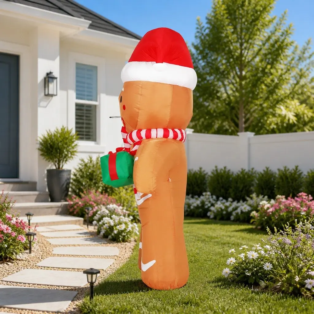 2.4M LED Gingerbread Man Inflatable for Christmas Decor