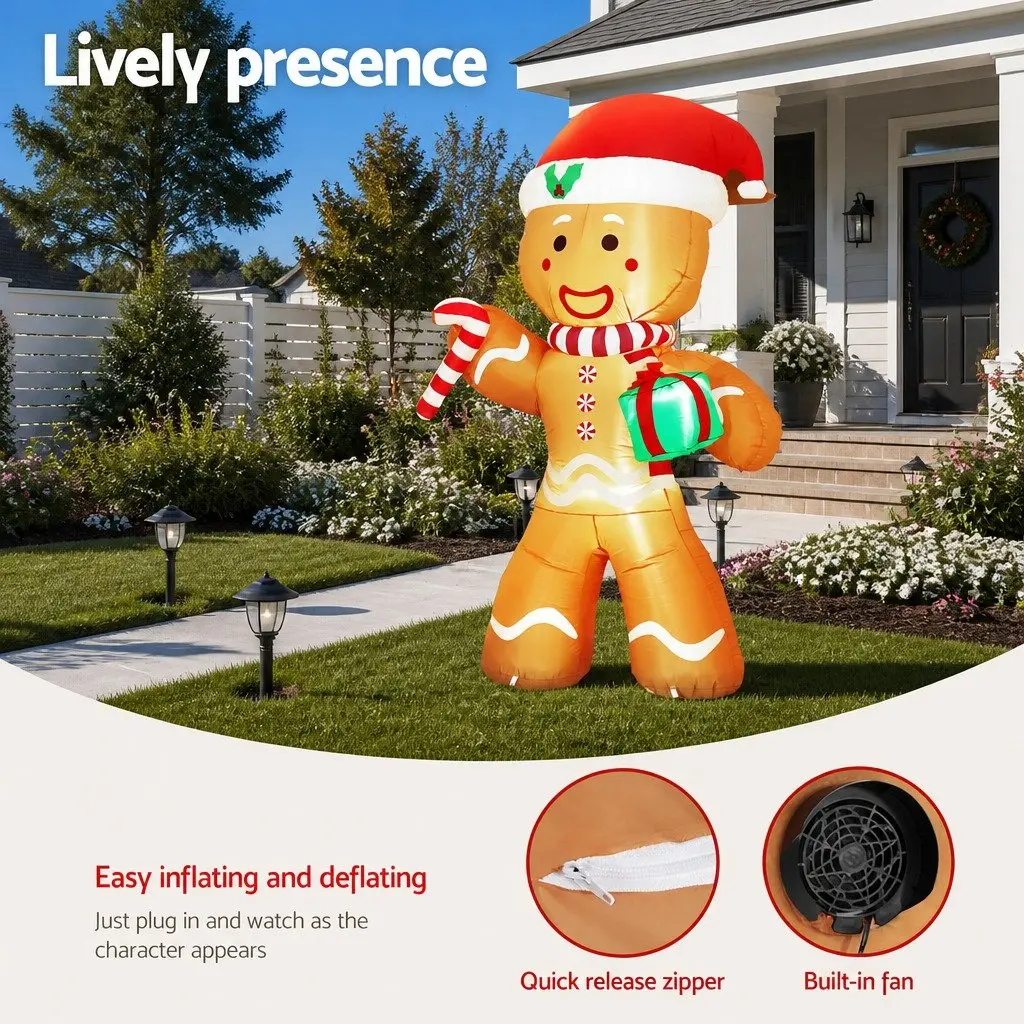 2.4M LED Gingerbread Man Inflatable for Christmas Decor