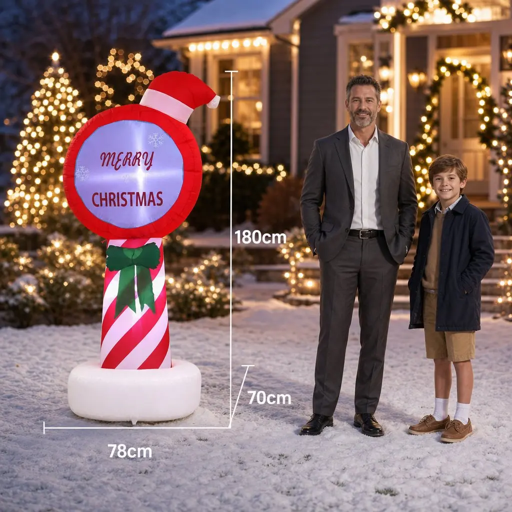 1.8M LED Christmas Inflatable Pole for Outdoor Decor