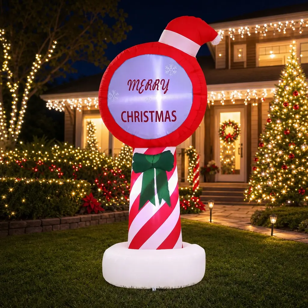 1.8M LED Christmas Inflatable Pole for Outdoor Decor