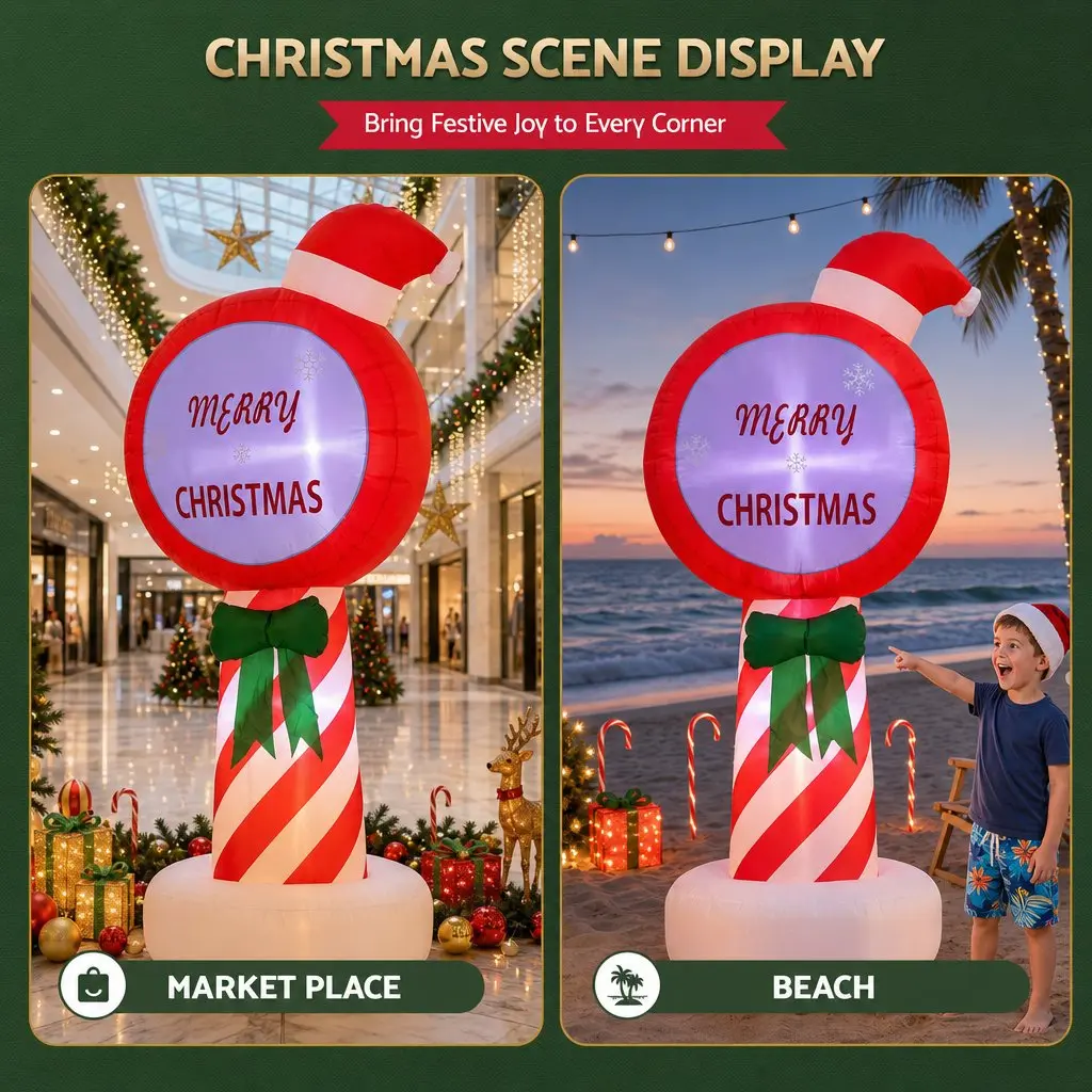 1.8M LED Christmas Inflatable Pole for Outdoor Decor