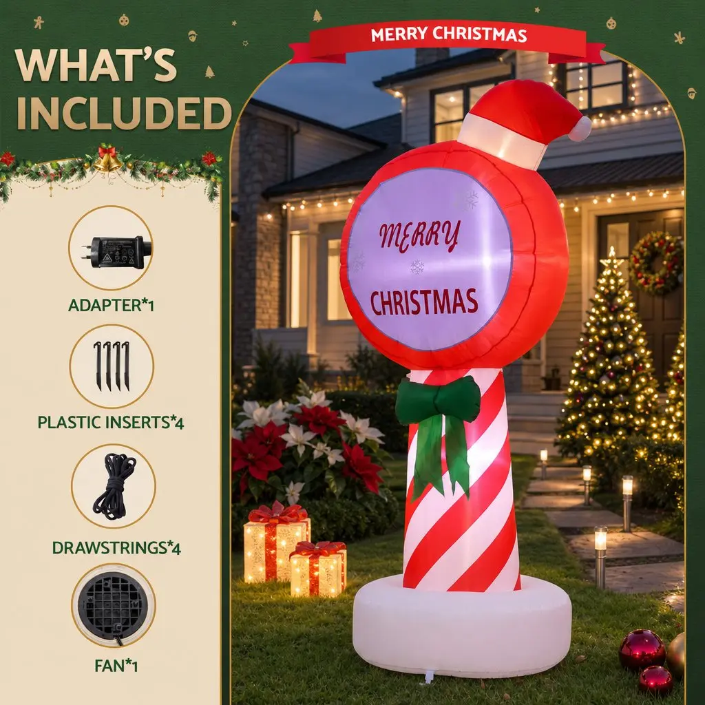 1.8M LED Christmas Inflatable Pole for Outdoor Decor