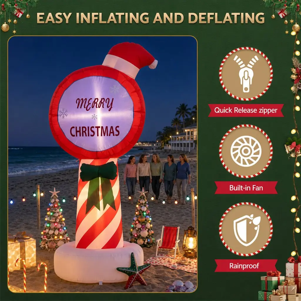 1.8M LED Christmas Inflatable Pole for Outdoor Decor
