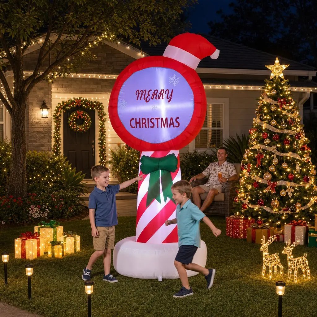 1.8M LED Christmas Inflatable Pole for Outdoor Decor