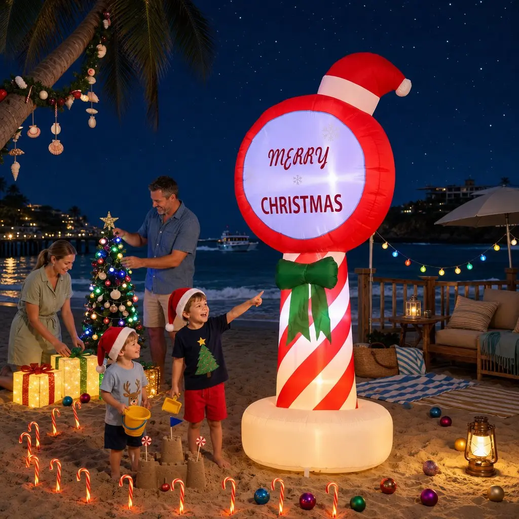 1.8M LED Christmas Inflatable Pole for Outdoor Decor
