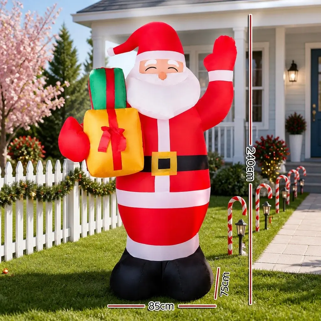 2.4M Christmas Inflatable Santa with LED Lights