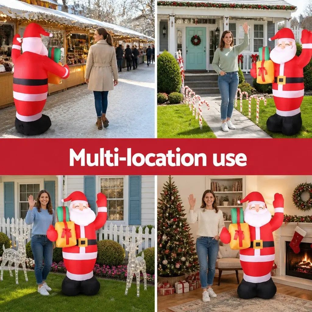 2.4M Christmas Inflatable Santa with LED Lights