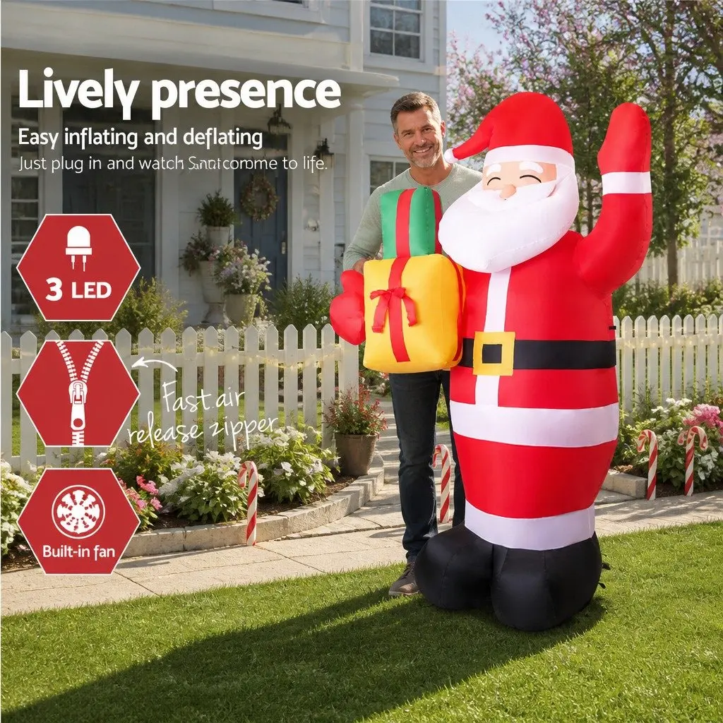 2.4M Christmas Inflatable Santa with LED Lights
