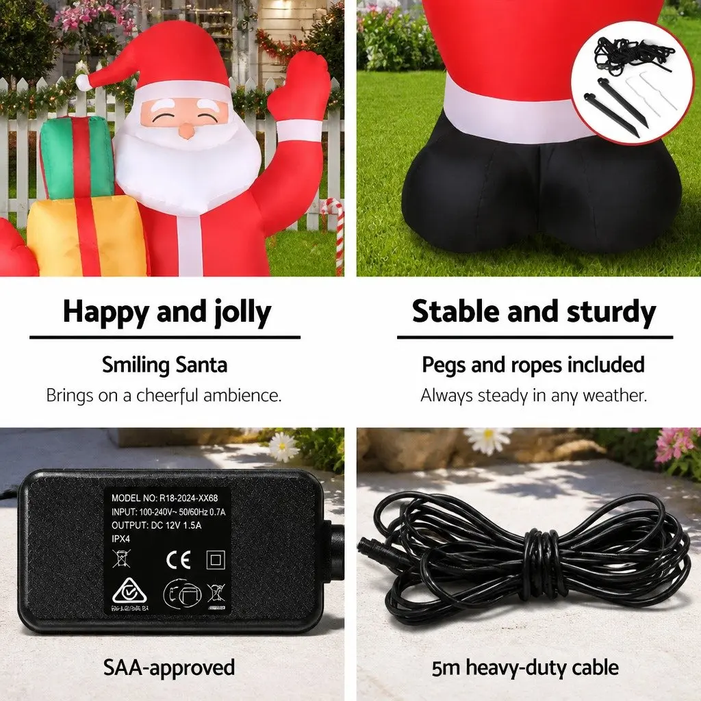 2.4M Christmas Inflatable Santa with LED Lights