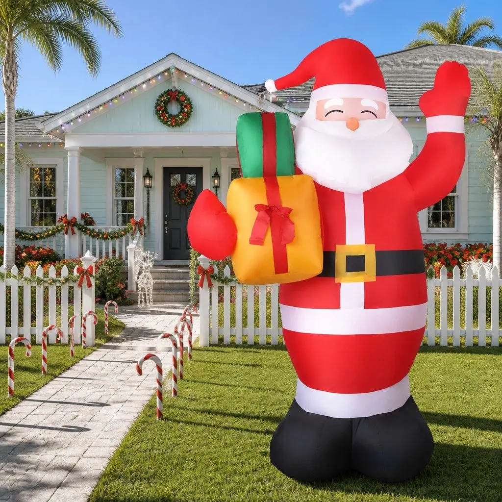 2.4M Christmas Inflatable Santa with LED Lights
