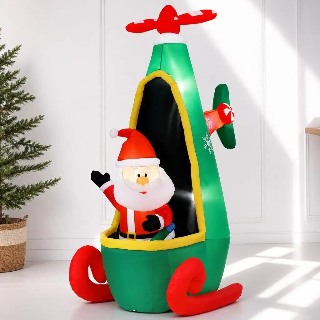 Christmas Inflatable Santa Helicopter 2.55M with LED Lights