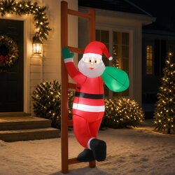 Sturdy 2.45M Inflatable Santa on Ladder with LED Lights