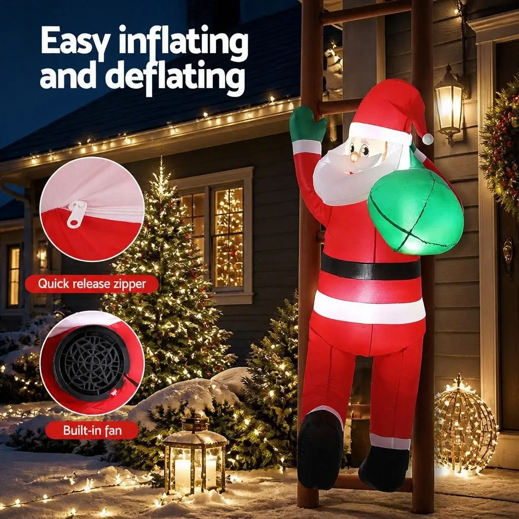 Christmas Inflatable Santa Climbing Ladder 2.45M Polyester Multicolour
