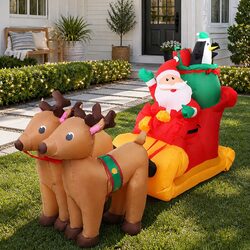 Durable Christmas Inflatable Santa Sleigh 2.2M with LED