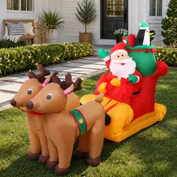 Durable Christmas Inflatable Santa Sleigh 2.2M with LED