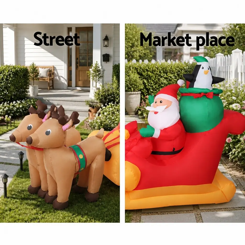 Christmas Inflatable Santa Sleigh 2.2M with LED