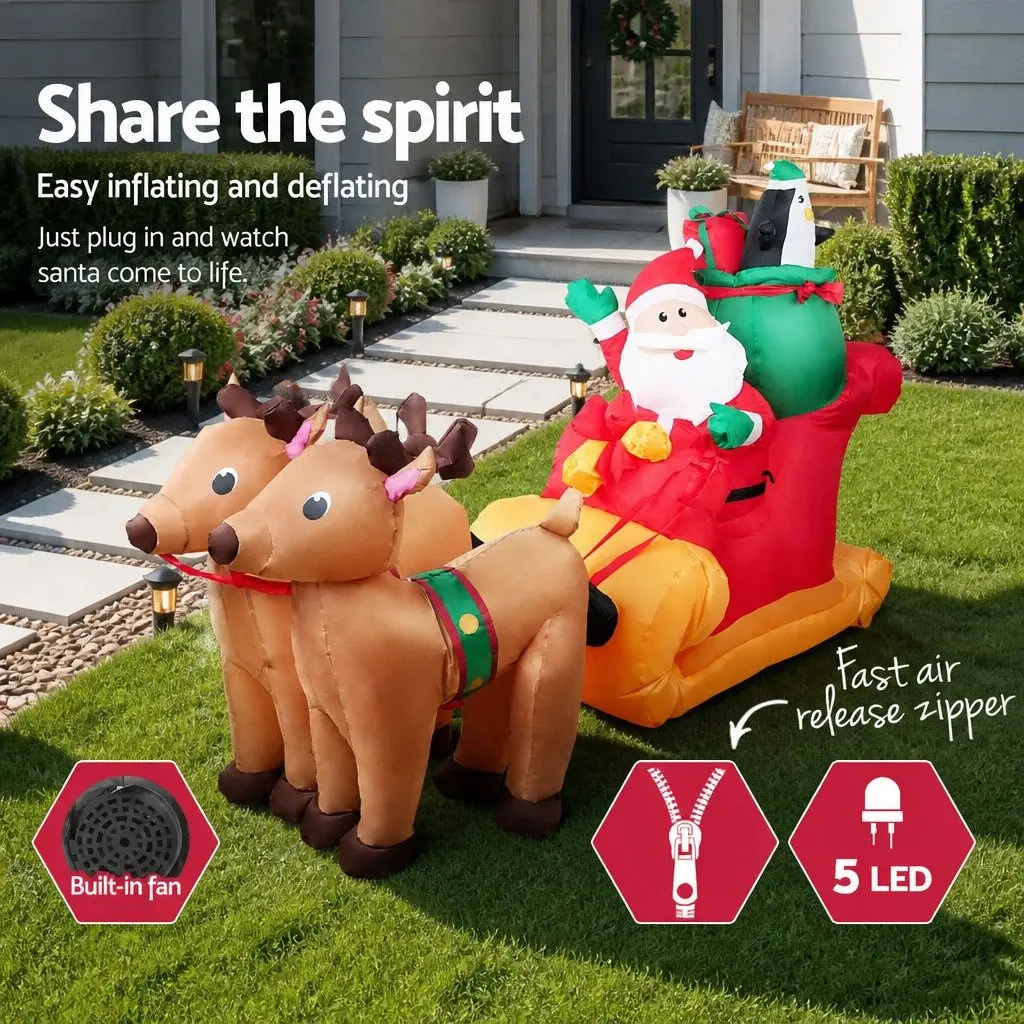 Christmas Inflatable Santa Sleigh 2.2M with LED