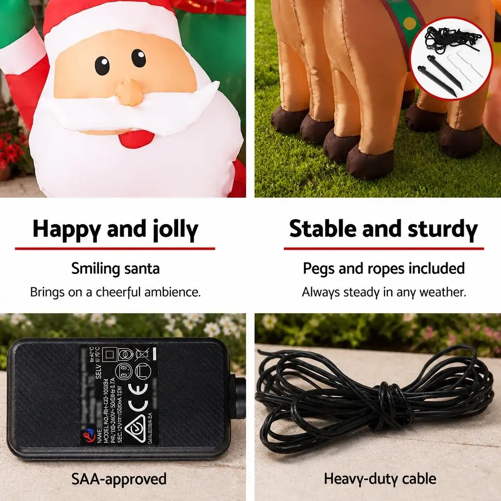 Christmas Inflatable Santa Sleigh 2.2M with LED