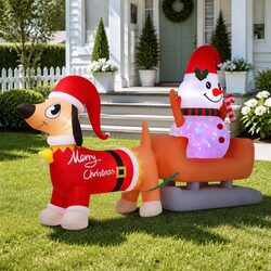 Christmas Inflatable Snowman Dog 4.2M Tall Outdoor Decoration LED Illuminated
