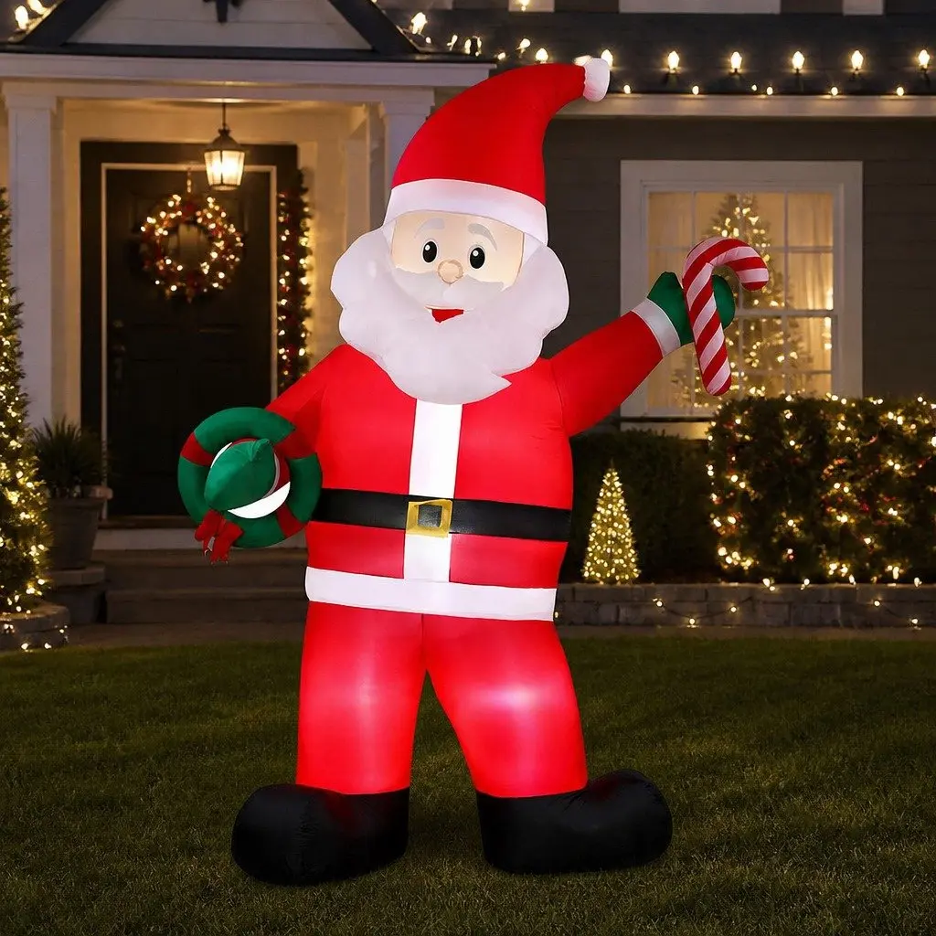 3.8m Tall Inflatable Santa with LED Lights for Outdoors