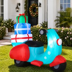 Illuminated Christmas Inflatable Santa Motorbike 1.8m