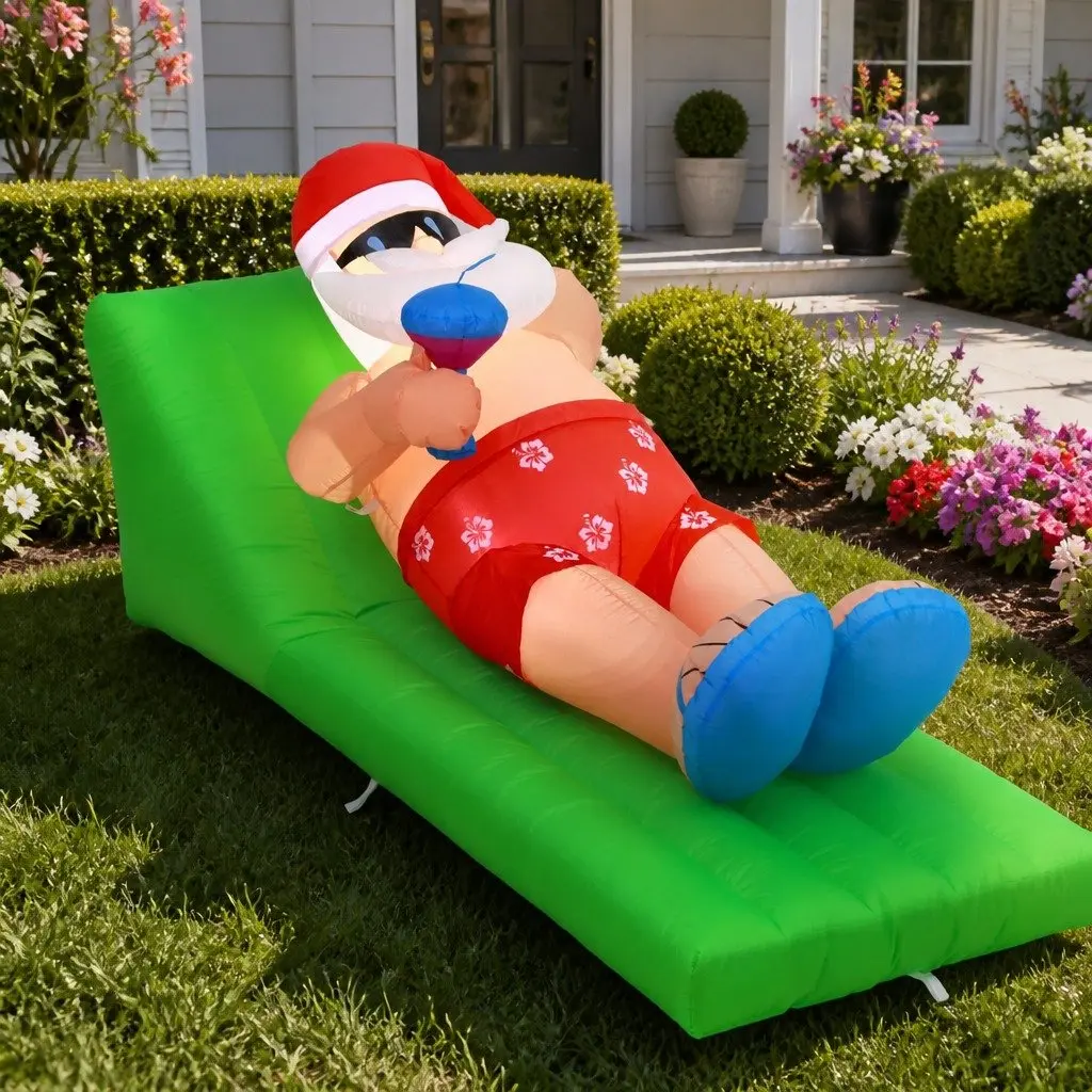 Christmas Inflatable Santa Bench with LED Lights