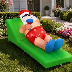 Durable Christmas Inflatable Santa Bench with LED Lights