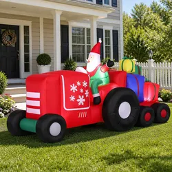 2.6M Christmas Inflatable Santa Truck with LED Lights