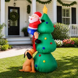 Festive 1.8M LED Santa Tree Inflatable for Outdoor Decor