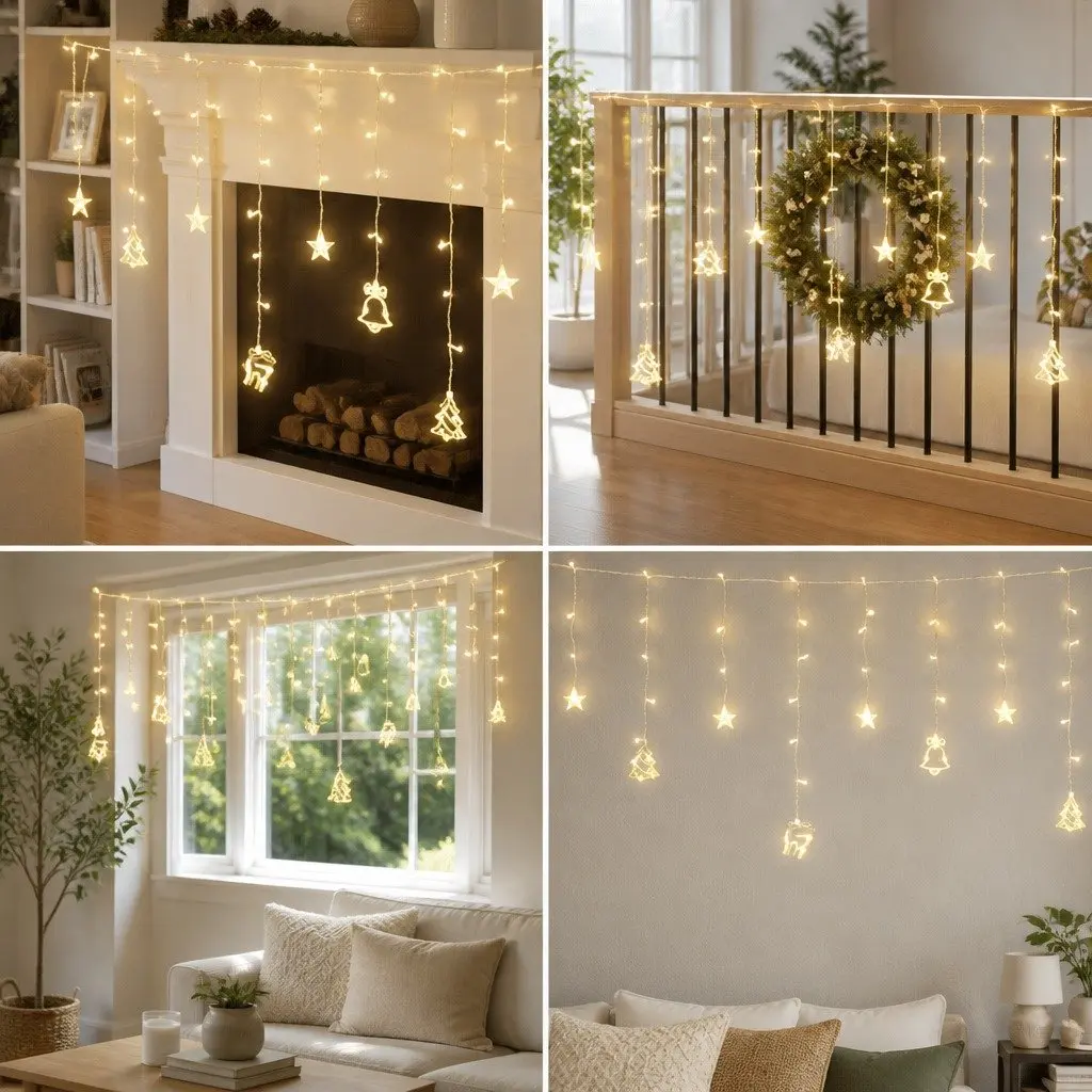 LED Christmas Icicle Lights Warm White 3M 138 Bulbs Indoor Outdoor Decoration 8 Lighting Modes