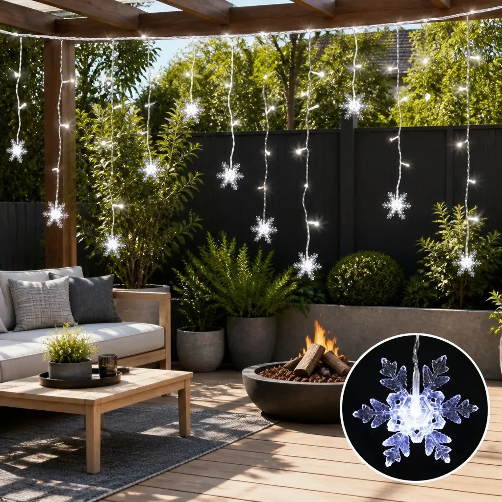 6M Icicle Christmas Lights Cold White LED 160 Bulbs Indoor Outdoor Decoration