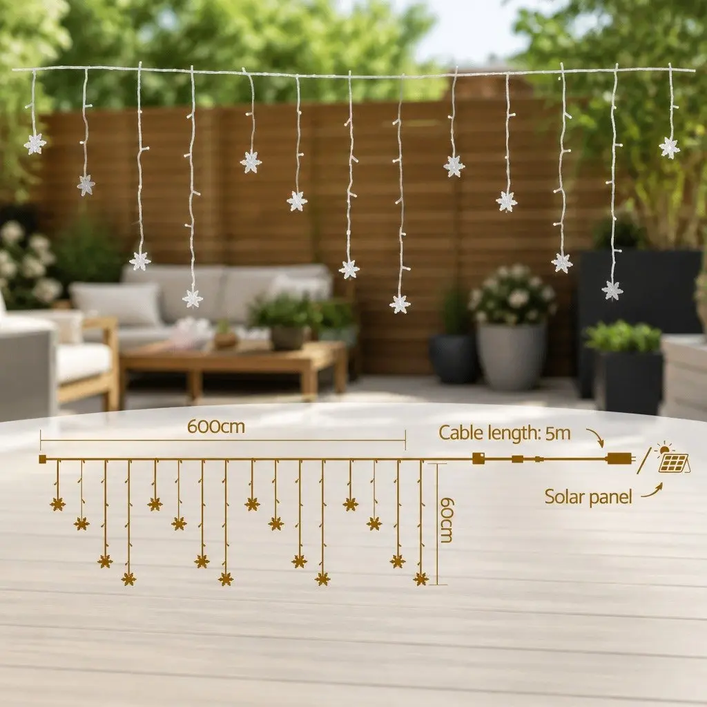 6M Icicle Christmas Lights Cold White LED 160 Bulbs Indoor Outdoor Decoration