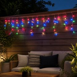 Premium Solar Icicle String Lights 12.5M Multicoloured