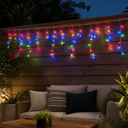 Premium Solar Icicle String Lights 12.5M Multicoloured