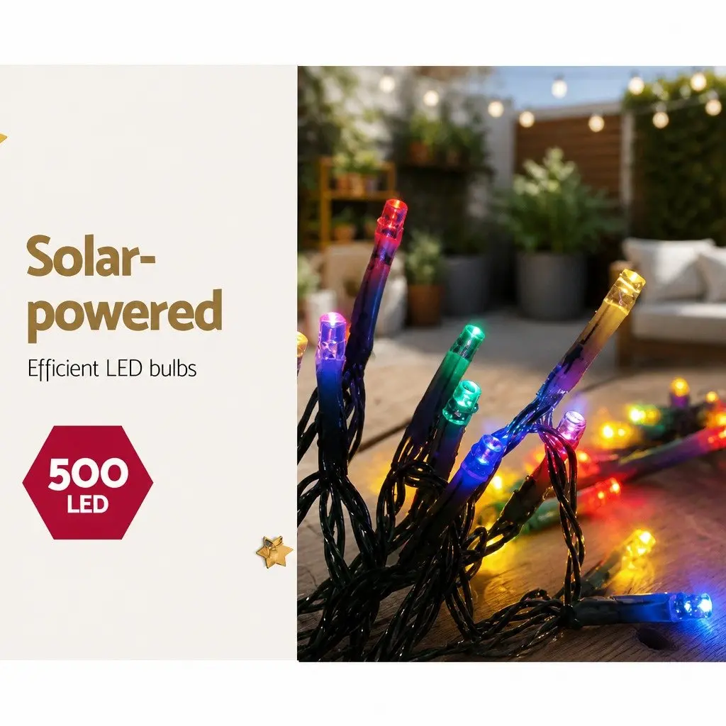 Icicle String Lights Solar 12.5M Multicoloured 100 Drops