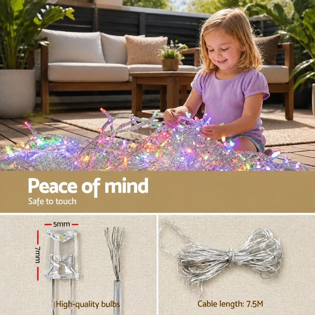 Icicle String Lights Solar 12.5M Multicoloured 100 Drops