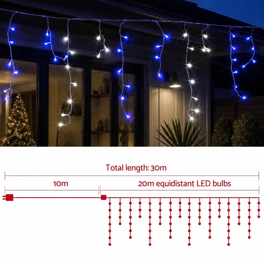 Icicle Lights 20M Blue LED Outdoor Indoor Christmas Decoration