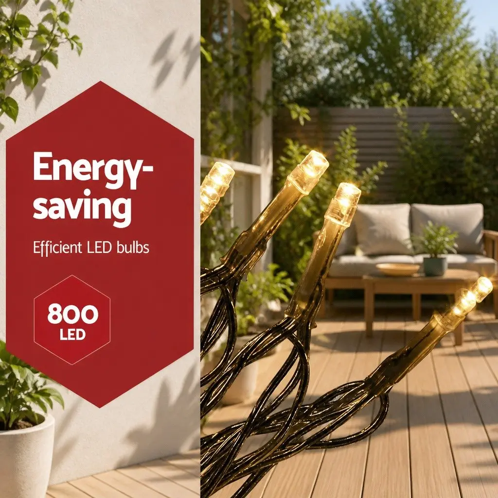 Icicle Lights 20M LED Warm White Outdoor Indoor String 800 Bulbs