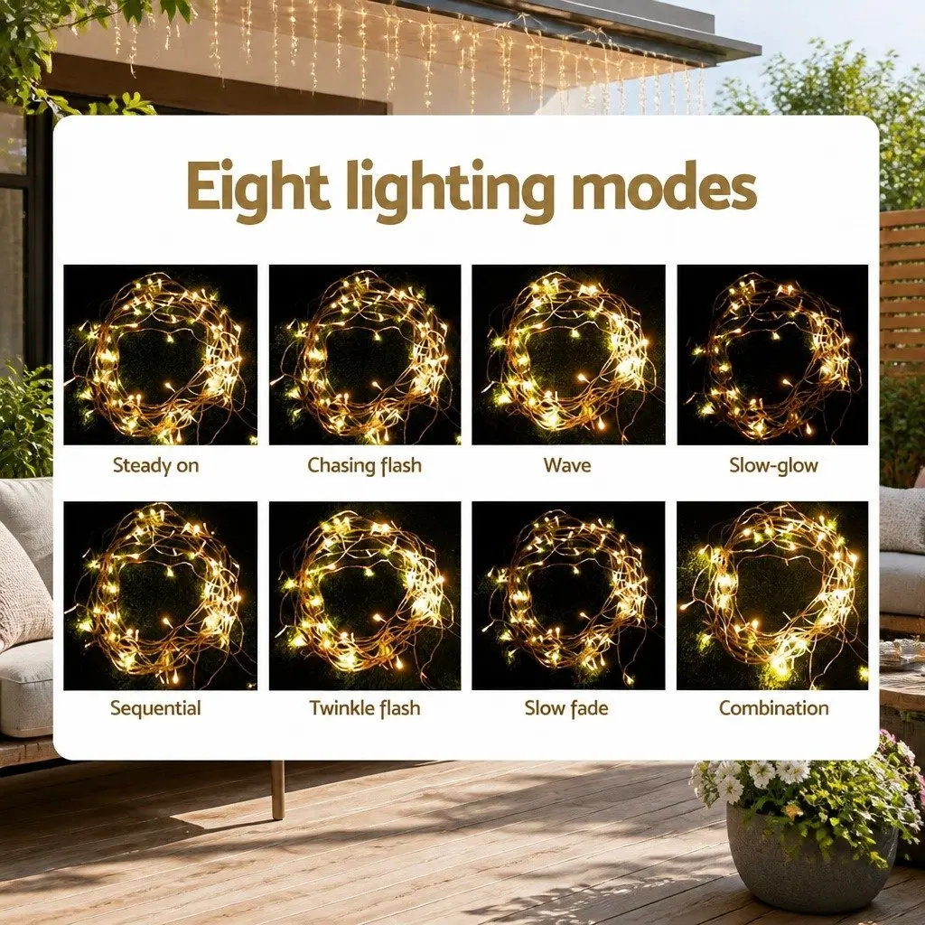 Icicle Lights 20M LED Warm White Outdoor Indoor String 800 Bulbs
