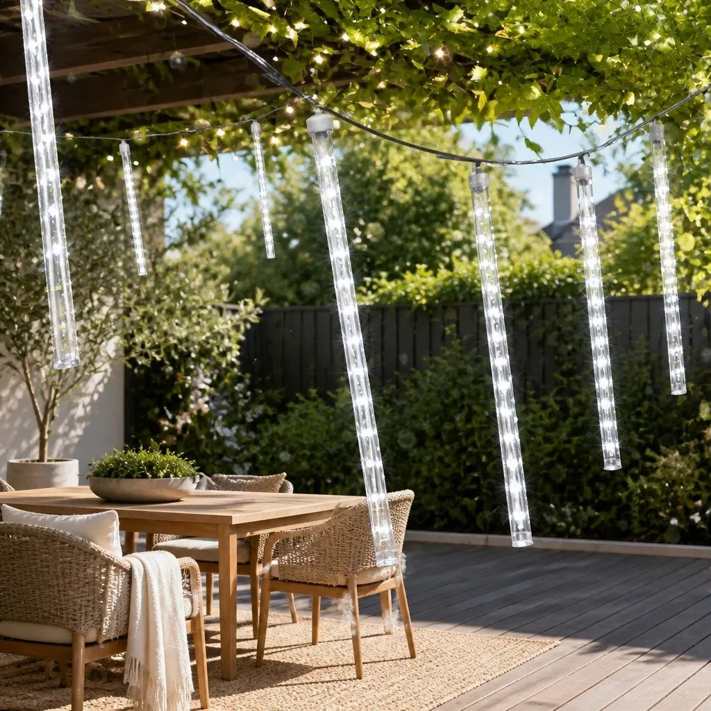 Icicle Shower Lights 12M Cold White LED 960 Bulbs Outdoor Indoor Christmas Decoration