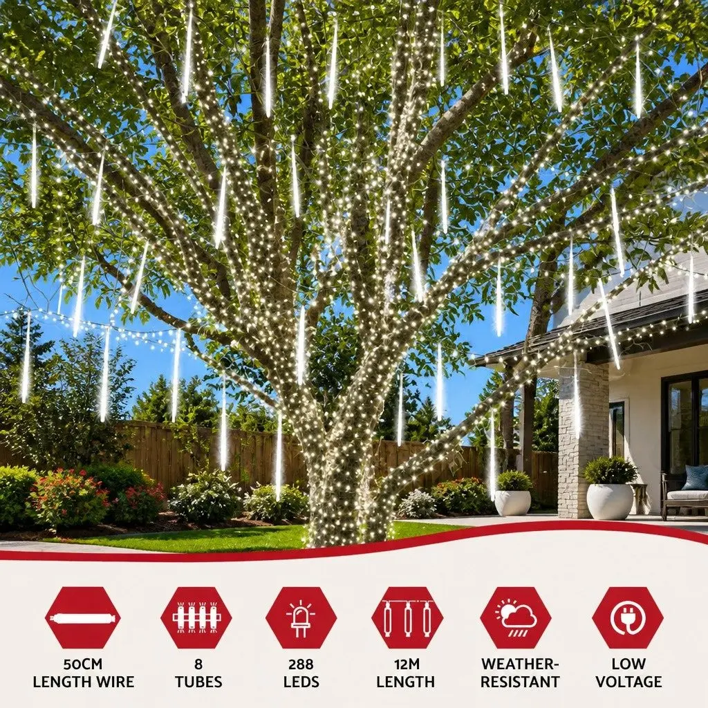 7M Christmas Icicle Shower Lights with 288 LEDs