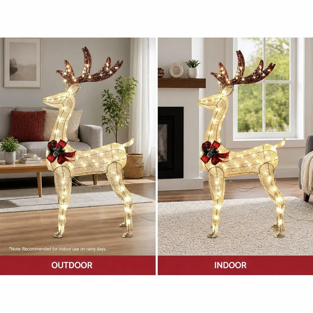 Christmas Lights Reindeer 100 LED Warm White 1.5M Outdoor Indoor Decorations