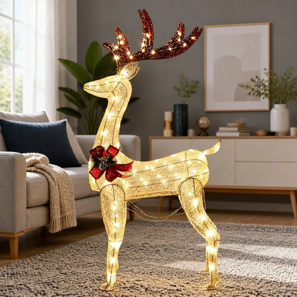 Christmas Lights Reindeer 100 LED Warm White 1.5M Outdoor Indoor Decorations