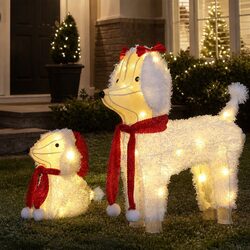 Outdoor Christmas Dog Decor with 60 LED Lights Set