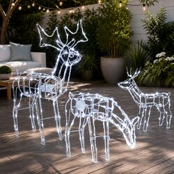 Durable 3 PCS LED Christmas Reindeer Outdoor Display Set
